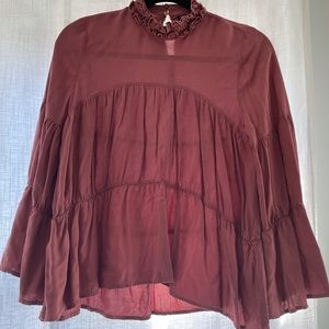 Dusty Rose Ruffle Blouse